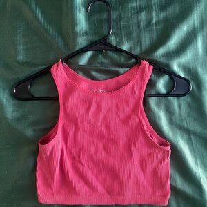 Pink Ribbed Crop Top